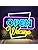 Neon open sign with glowing blue and yellow open neon lights perfect for business store windows and parties