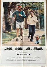 Vintage 1978 house calls original us one sheet cinema poster featuring walter matthau and glenda jackson running outdoors in a romantic comedy scene