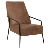 Hoxton Brown Leather Chair With Tapered Back. - Arm Chair