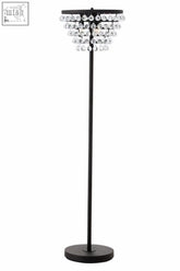Black metal hutchinson crystal floor lamp with cascading clear crystal beads for elegant lighting