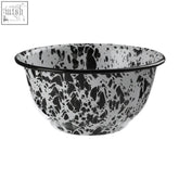 Hygge large metal bowl with black and white speckled enamel and glossy finish perfect large metal bowl for mixing