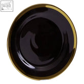 Ida black glass side plate with black ceramic glossy finish and elegant gold rim for stylish table settings