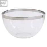 Ida glass bowl clear glass with sleek silver rim perfect for mixing and serving in the kitchen