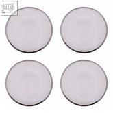 Ida set of four 33cm dia charger plates with translucent white clear glass and sleek silver rims for smooth aesthetic