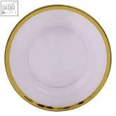 Clear plastic ida textured glass side plate with a gold rim perfect for elegant dining settings