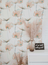 Dandelion Flowers Wallpaper | Custom Color Teal Floral Pattern | Peel and Stick Removable Wallpaper For All Rooms | Self Adhesive Mural