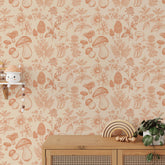 Mushroom Wallpaper | Orange Wallpaper | Mid Century Modern Wallpaper | Kids Mushroom Peel and Stick Wallpaper | Vintage Wallpaper