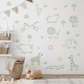 Jungle Animal Decals: Safari Nursery Decor, Removable Wall Art