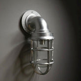 Beachamwell ~ Raw Cast Pewter Bulkhead Outdoor & Bathroom Sconce Wall Light ~ 10.5 Inch