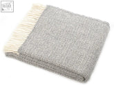 Illusion pure new wool throw grey soft textured blanket 183cm including fringe perfect for double bed use