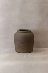 Earthenware jar indonesia pot no 17 with matte textured surface and earthy brown color