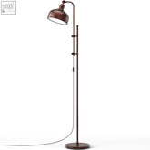 Industrial floor lamp with adjustable height and bronze finish featuring a sturdy base and classic dome-shaped lamp head