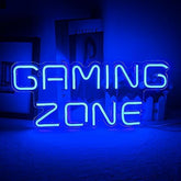 Blue led gaming zone neon sign for wall decor with bold glowing letters perfect for game rooms and man caves