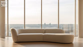 Cream-colored infinity sofa sectional with smooth upholstery and sleek design featuring 45cm seat height