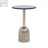 Inventivo mosaic side table with dark mosaic gold top and warm metallic gold base perfect for stylish spaces