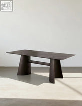 Dark wood italian retro dining table with sleek tapered legs made from solid wood for stylish dining spaces