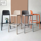 Modern jacob nordic bar stools in black beige gray and orange with perforated plastic seats and backs Nordic bar stool