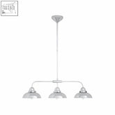 Jasper 3 pendant chrome light with three hanging lamps and chrome finish in industrial style design