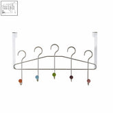 Clear plastic jaxen chrome door hanger with six hooks and colorful ceramic balls for organizing clothes