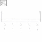 White metal over the door rack with six spiral hooks for hanging featuring five swirl hooks door hanger design