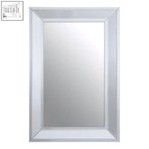 Jensen rectangular silver wall mirror with silver frame beveled edges and sleek modern design perfect for any room