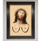 Jesus Breasts Framed Poster - B0 (100 x 141 cm) / Black Silver - Framed Print