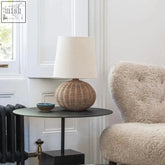 Jolano Light woven rattan table lamp with a cream fabric shade perfect for cozy home decor lighting
