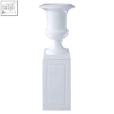 White ceramic josten white planter with fluted rim and classical pedestal base perfect for any space