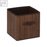 Brown bamboo storage foldable bin with handle in kankyo dark brown bamboo storage box style
