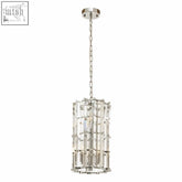 A modern karli chrome finish small vertical light with polished chrome finish and clear crystal prisms
