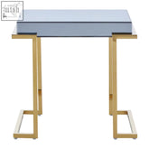 Kaso end table gold finished metal side table with mirrored top surface for stylish grey end table use