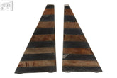 Kata bookends triangular mango wood bookends with dark black and warm brown stripes perfect for your living room
