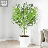 Keeplush artificial palm tree 120cm tall with lush green fronds and 13 trunks in a white ceramic pot for indoor decor