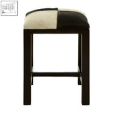 Kendari black and white leather stool with a black and cream two-tone leather square seat divided into four quadrants