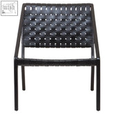 Kendari black cow leather woven chair with modern minimalist design in black cow leather for stylish seating
