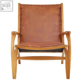Kendari brown leather chair armchair with tan brown leather upholstery wooden frame and studded detailing