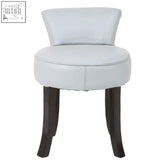 White leather rounded chair with dark wooden legs in kendari grey leather rounded design for stylish seating