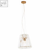 Kensington townhouse 3 bulb bronze pendant light with clear crystal panes and fluted glass design and brass mount