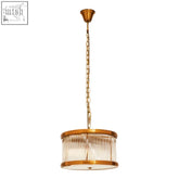 Kensington Townhouse small bronze pendant light with gold-toned brass accents and fluted glass cylindrical shade