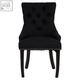 Black linen dining chair with tufted back and nailhead trim from kensington townhouse black collection