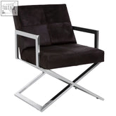 Black velvet townhouse cross base chair with sleek chrome x-shaped cross base frame for stylish seating