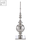 Silver rough nickel obelisk with large spherical base and ornate detailing from kensington townhouse collection