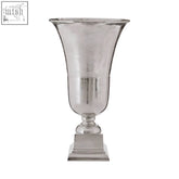 Kensington townhouse large silver fluted aluminium vase with rough nickel finish and tapered square base