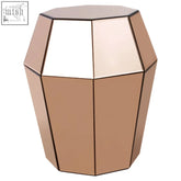 Geometric side table with a rose gold finish and faceted polygonal design from kensington townhouse