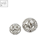 Silver two deco ball set with intricate patterns and metallic finish from kensington townhouse collection