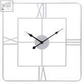 Kent large silver finish square wall clock with sleek metallic frame roman numerals and thin black hands on white face