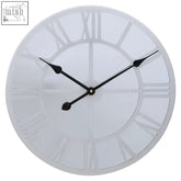 White round kent silver mirrored wall clock with black roman numerals and hands perfect mirrored wall clock decor