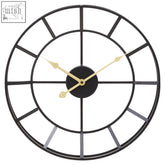 Black finish metal wall clock kent small with gold-toned hands and minimalist geometric design