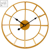 Kent small gold finish metal wall clock with a geometric circular frame and minimalist gold-toned metal wall design
