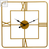 Kent small gold finish square wall clock with minimalist gold-toned geometric frame and roman numerals design